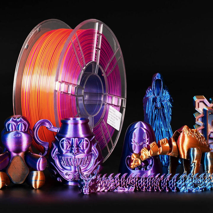 Tronxy 3D Printer Filament Silk PLA Filament Tricolor 3D Printing 1.75mm Filament Easy Print Filament Color Changing Filament Coextrusion Filament 3D Printing Supplies