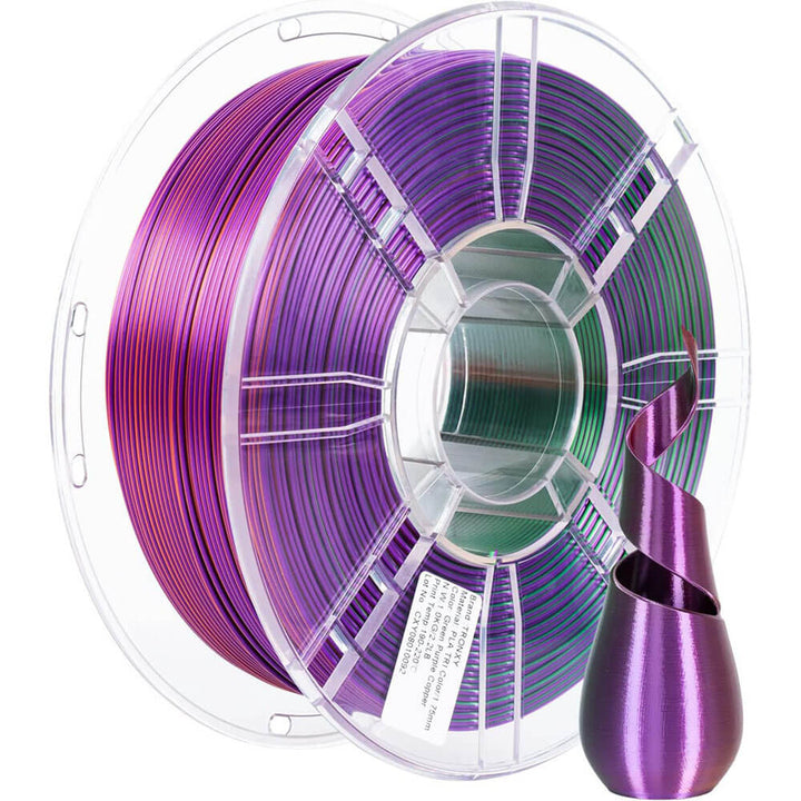 Tronxy 3D Printer Filament Silk PLA Filament Tricolor 3D Printing 1.75mm Filament Easy Print Filament Color Changing Filament Coextrusion Filament 3D Printing Supplies