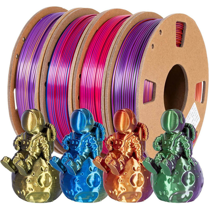 Tronxy 3D Printer Filament Silk PLA Filament Tricolor 3D Printing 1.75mm Filament Easy Print Filament Color Changing Filament Coextrusion Filament 3D Printing Supplies