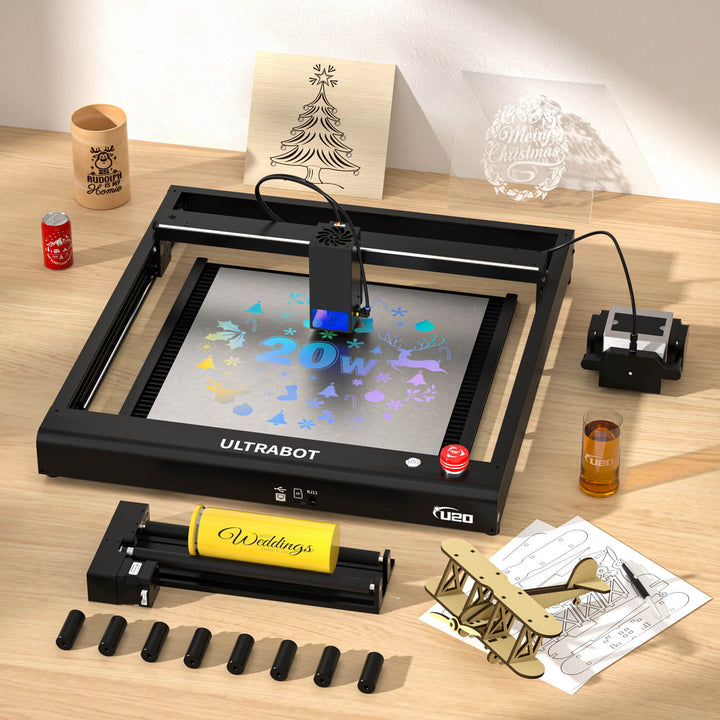 Tronxy Ultrabot U20 Laser Engraver 20W Diode Laser Desktop Laser Cutter DIY Laser Machine Engrave on Metal Wood Leather Acrylic Quad Core Laser