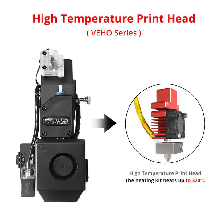 Tronxy 320 Degree Hotend 1.75mm Direct Drive Extruder Print PP / PC High Temperature Upgrade Print Head for VEHO Series 3D Printers Tronxy 3D Printer | Tronxy Large 3D Printer | Tronxy Large Format Veho 600 800 1000 3D Printer