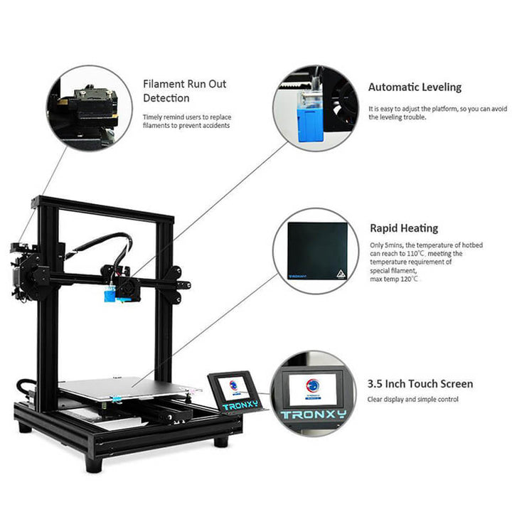 Tronxy XY-2 PRO Titan Extruder 3D Printer DIY Kit FDM 3D printer 255x255x245mm automatic leveling filament detection resume printing