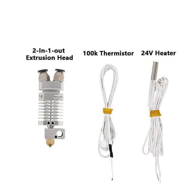 Tronxy 3D Printer 2-In-1-Out Extrusion Head 2E Series 3D Printing Dual Extrusion 3D Printer Accessories 3D Printing Upgrades Thermistor Heating Tube