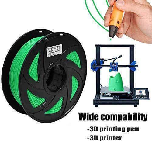 Tronxy 3D Printer 3D Flexible Green TPU Filament 1.75 mm 2.2 LBS (1KG) - Tronxy 3D Printing - Best 3D Printer for Beginners