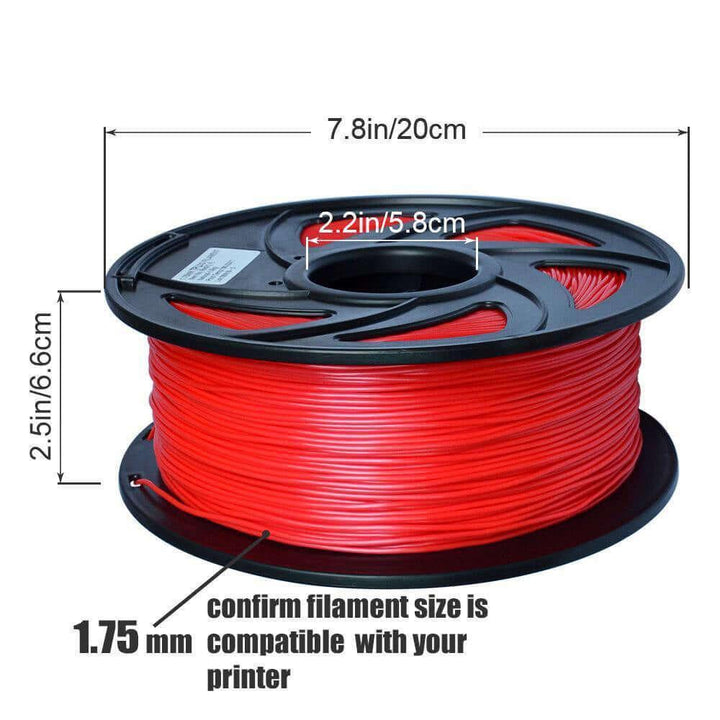 Tronxy 3D-skrivare 3D flexibel röd TPU-filament 1,75 mm 2,2 LBS (1KG) –