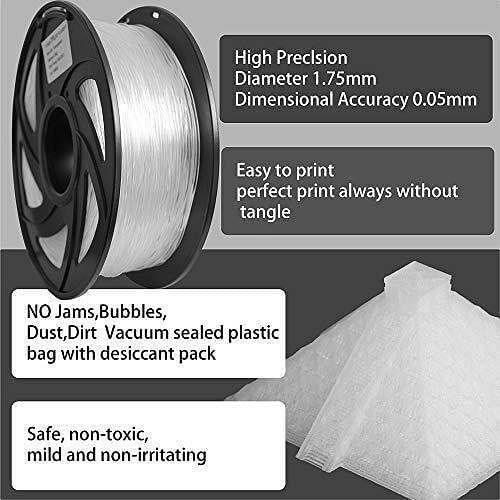 Tronxy 3D Printer 3D Flexible Clear Transparent TPU Filament 1.75 mm 2.2 LBS (1KG) Tronxy 3D Printer | Tronxy Large 3D Printer | Tronxy Large Format Veho 600 800 1000