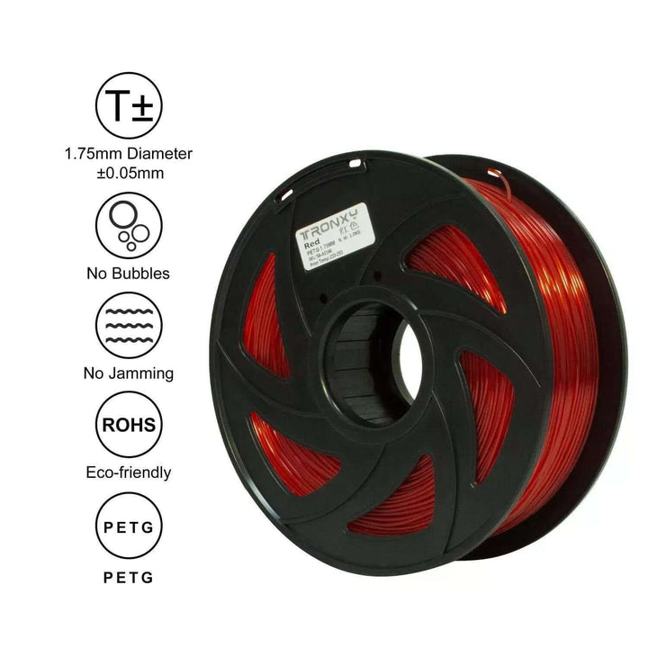 Tronxy 3D Printer PETG filament 3D printing filament 1.75mm filament transparent red filament 3D printer supplies high-performance PETG 1 KG spool
