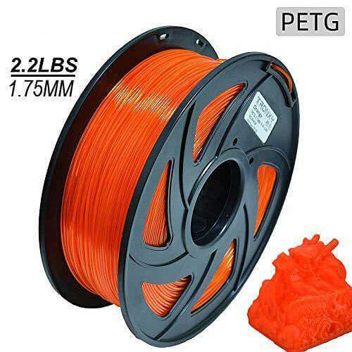 Tronxy 3D Printer PETG 3D Printing Filament 1.75mm, 1 KG （2.2lbs）Spool 3D Printer (Transparent Orange) Tronxy 3D Printer | Tronxy Large 3D Printer | Tronxy Large Format Veho 600 800 1000