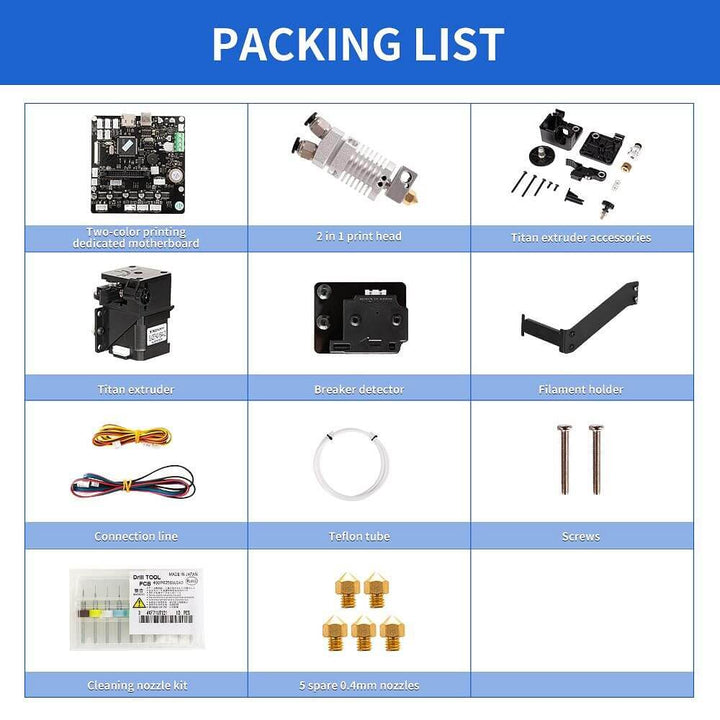 Tronxy 3D Printer PRO-2E Upgrade Kits XY-2 PRO XY-2 PRO TITAN 3D printer accessories dual color printing Titan extruder 3D printer upgrade