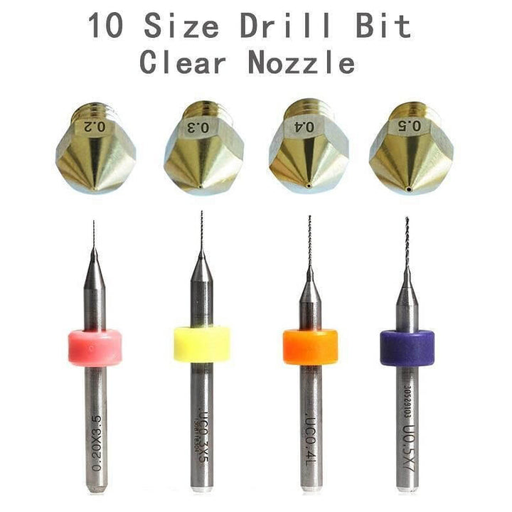 Tronxy 3D Printer Parts Drill Bit for Cleaning Nozzle with 10 size 0.1 0.2 0.3 0.4 0.5 0.6 0.7 0.8 0.9 1.0mm  Tronxy 3D Printer | Tronxy Large 3D Printer | Tronxy Large Format Veho 600 800 1000