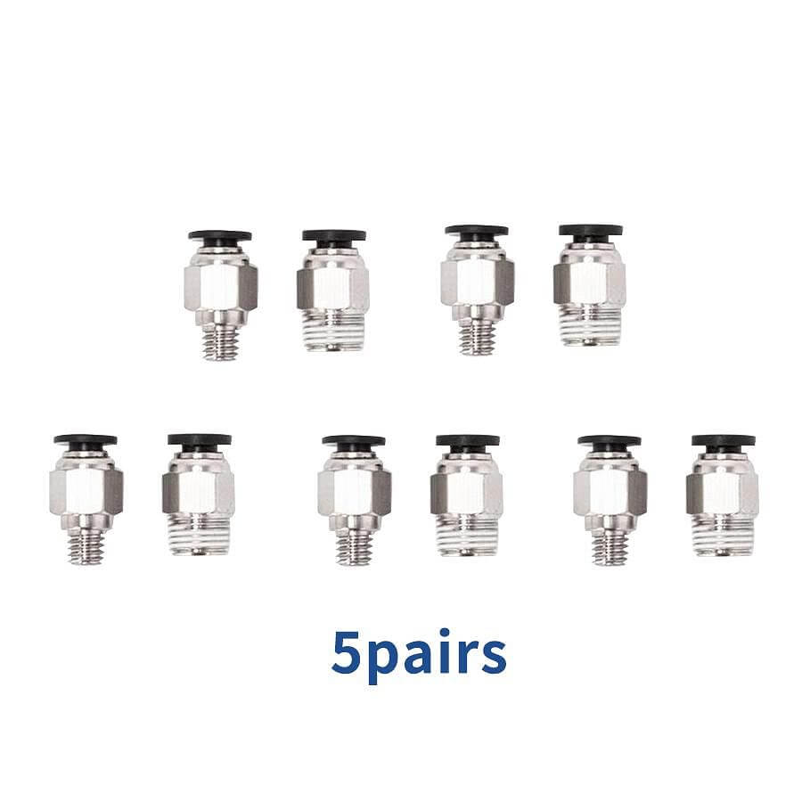 Tronxy 3D Printer Parts Pneumatic Connector M6 Pneumatic Connector M10 3D Printer Accessories Quick Push Connectors Brass Pneumatic Fittings High Pressure Resistance Connector 360 Degree Rotation Connector