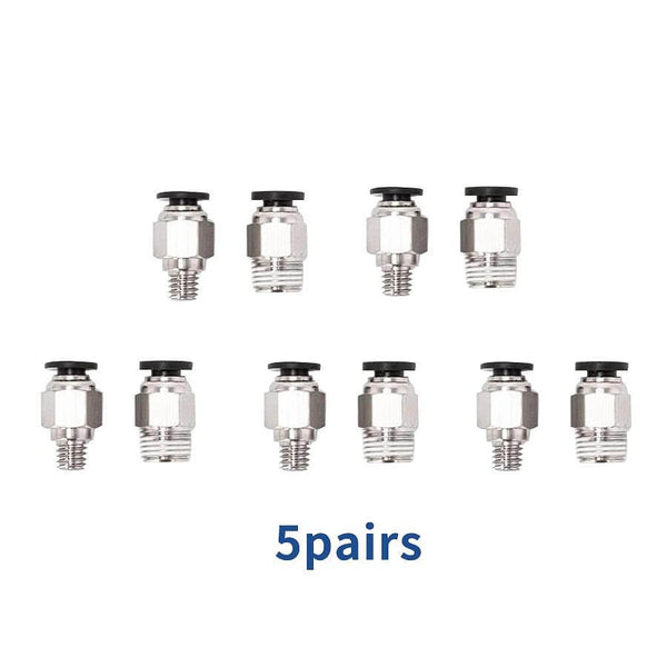 Tronxy 3D Printer Parts Pneumatic Connector - M6 and M10 (5 Pairs)
