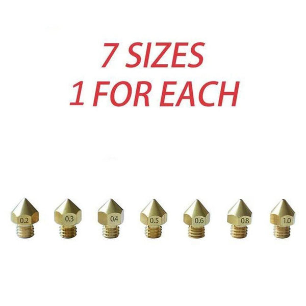 Tronxy 3D Printer 7 pcs MK8 M6 Brass Copper Nozzle J-head Extrusion DIY 3D Printer Parts For 1.75MM Filaments - Tronxy 3D Printing - Best 3D Printer for Beginners