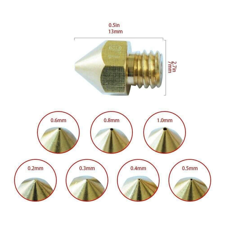Tronxy 3D Printer MK8 M6 Nozzle Brass Copper Nozzle 3D Printer Parts 1.75mm Filaments J-Head Extrusion DIY 3D Printing Printer Accessories