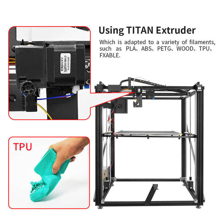 Tronxy X5SA-500 Pro Large 3D Printer DIY 3D Printer Kit FDM Printer 3D Printer with Auto Leveling Titan Extruder 3D Printing Accessories Filament Detection