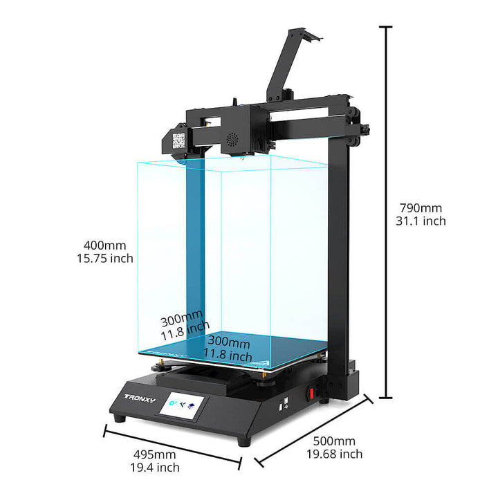 Tronxy XY-3 Pro V2 Direct Drive 3D Printer 3D Printer Extruder Kit DIY 3D Printer 300x300x400mm Flexible Filament 3D Printing Upgraded Dual-Drive Extruder Silent Mainboard 3D Printer